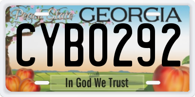 GA license plate CYB0292