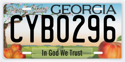 GA license plate CYB0296