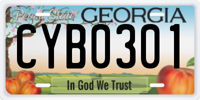 GA license plate CYB0301
