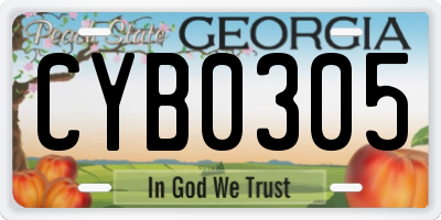 GA license plate CYB0305