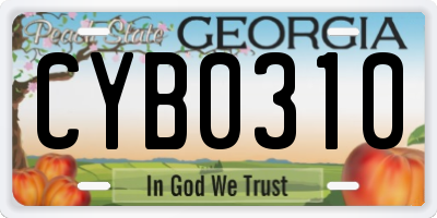 GA license plate CYB0310