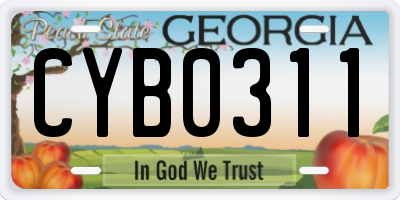 GA license plate CYB0311