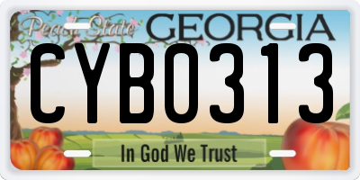 GA license plate CYB0313