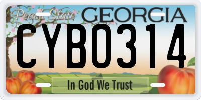 GA license plate CYB0314