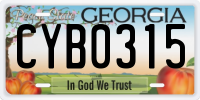 GA license plate CYB0315
