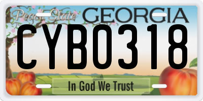 GA license plate CYB0318