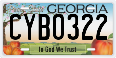 GA license plate CYB0322