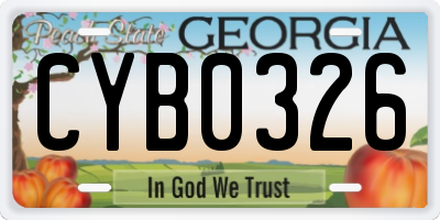 GA license plate CYB0326