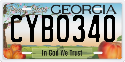 GA license plate CYB0340