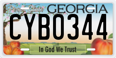 GA license plate CYB0344