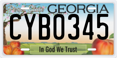 GA license plate CYB0345