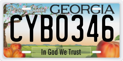 GA license plate CYB0346