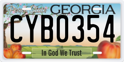 GA license plate CYB0354