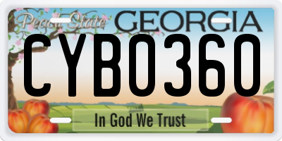 GA license plate CYB0360