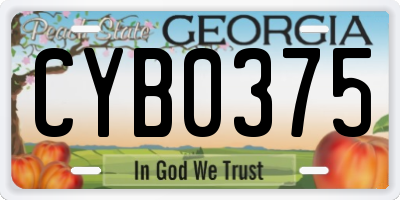 GA license plate CYB0375
