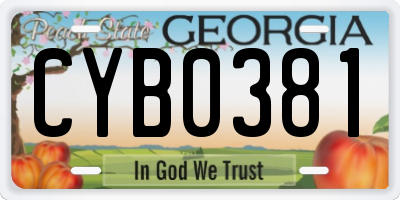 GA license plate CYB0381