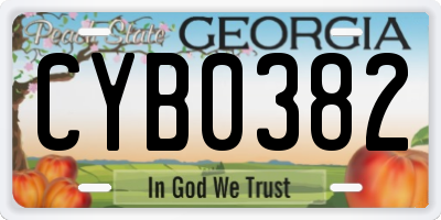 GA license plate CYB0382
