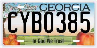 GA license plate CYB0385
