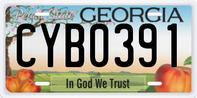 GA license plate CYB0391