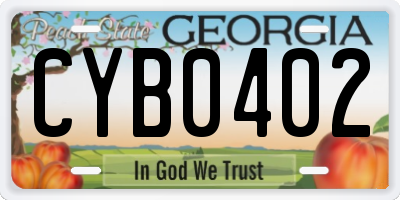 GA license plate CYB0402