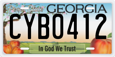 GA license plate CYB0412