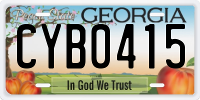 GA license plate CYB0415