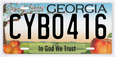 GA license plate CYB0416