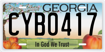 GA license plate CYB0417