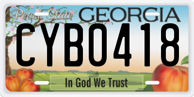 GA license plate CYB0418