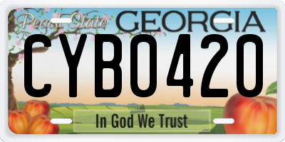 GA license plate CYB0420