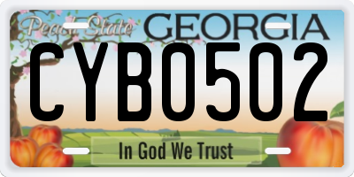 GA license plate CYB0502