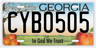 GA license plate CYB0505