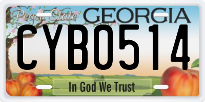 GA license plate CYB0514