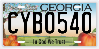 GA license plate CYB0540