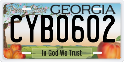 GA license plate CYB0602