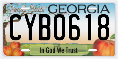 GA license plate CYB0618