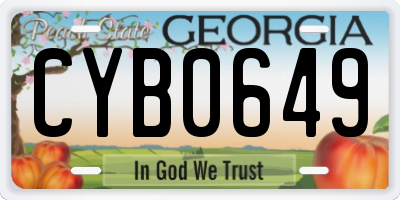 GA license plate CYB0649