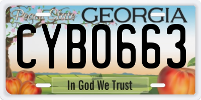 GA license plate CYB0663