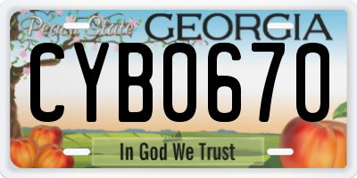 GA license plate CYB0670