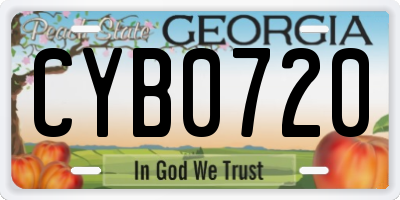 GA license plate CYB0720