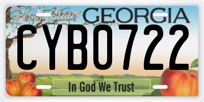 GA license plate CYB0722