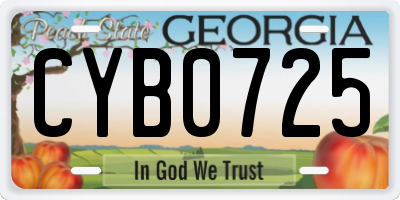 GA license plate CYB0725