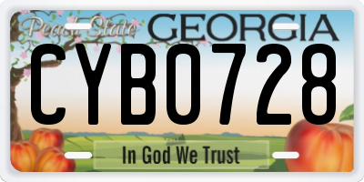GA license plate CYB0728