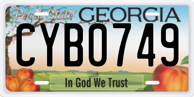 GA license plate CYB0749