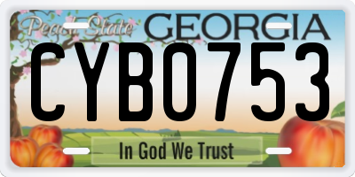GA license plate CYB0753