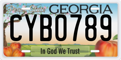 GA license plate CYB0789