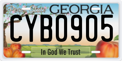 GA license plate CYB0905