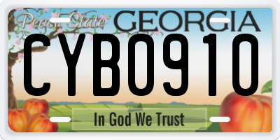 GA license plate CYB0910
