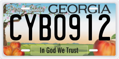 GA license plate CYB0912
