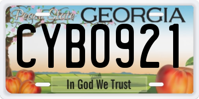 GA license plate CYB0921